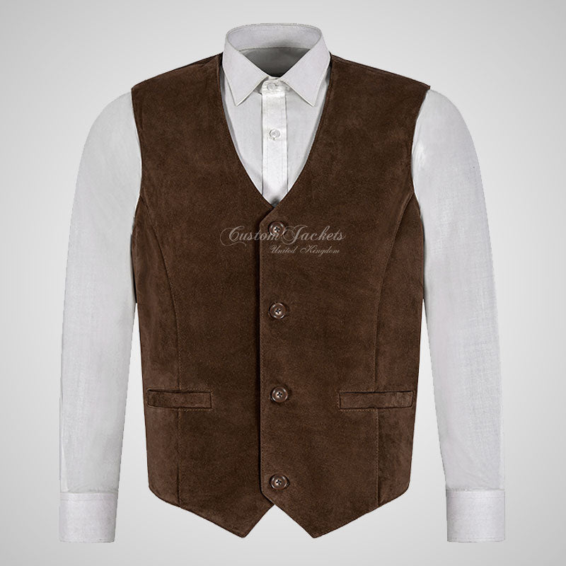 YORK Men's Suede Waistcoat Formal Partywear Vest