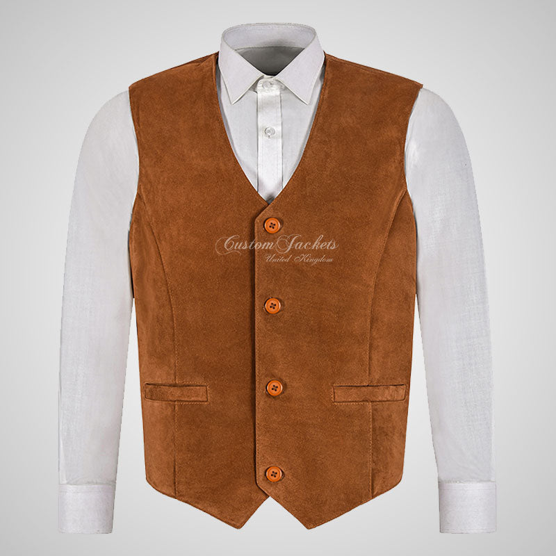 YORK Men's Suede Waistcoat Formal Partywear Vest