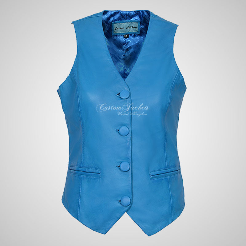 ELEANOR Ladies Leather Waistcoat Formal Party Leather Vest