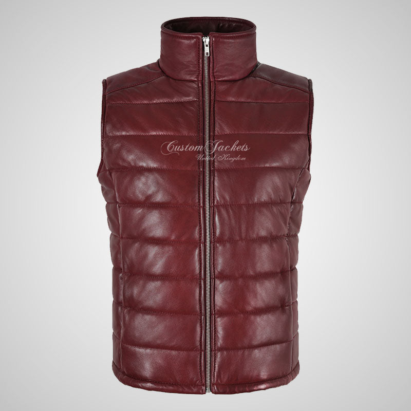 BELGRADE Women's Leather Puffer Gilet Soft Leather Padded Vest