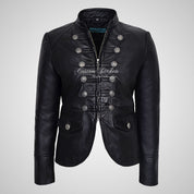 MILITARY Style Ladies Short Studded Leather Jacket Lambskin Leather