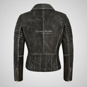 ROSETTA Ladies Vintage Leather Biker Jacket Soft Lambskin Napa Leather