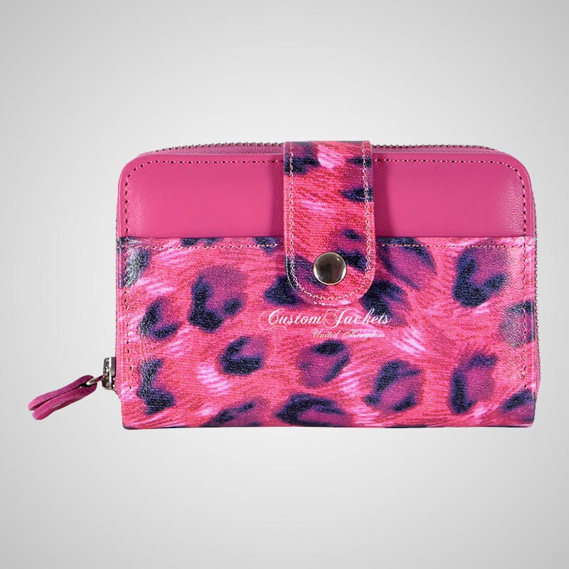 Women's Leopard Print Leather Clutch Handbag Credit Cards Wallet