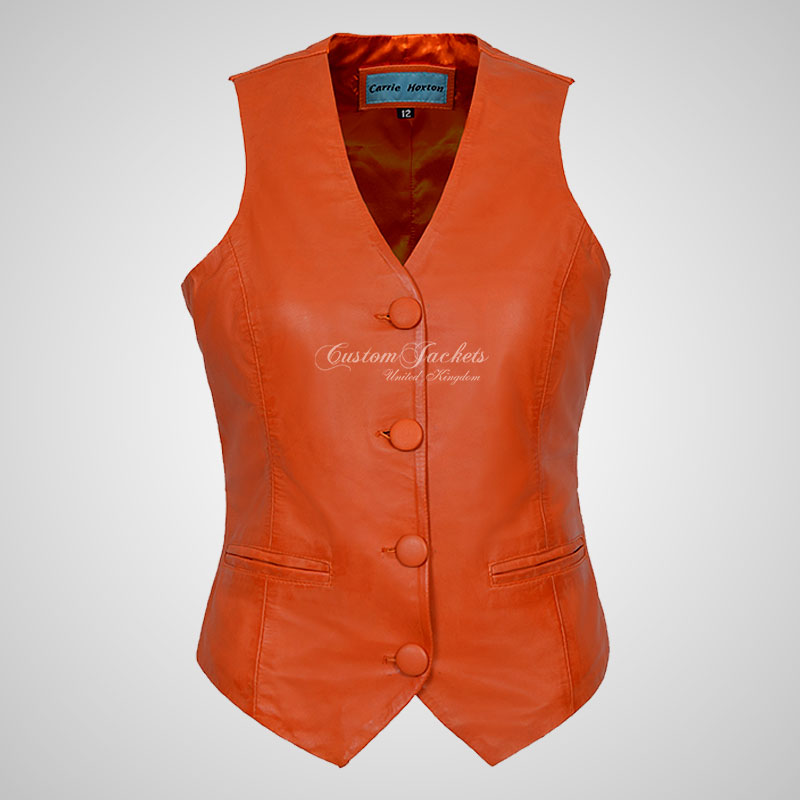 ELEANOR Ladies Leather Waistcoat Formal Party Leather Vest
