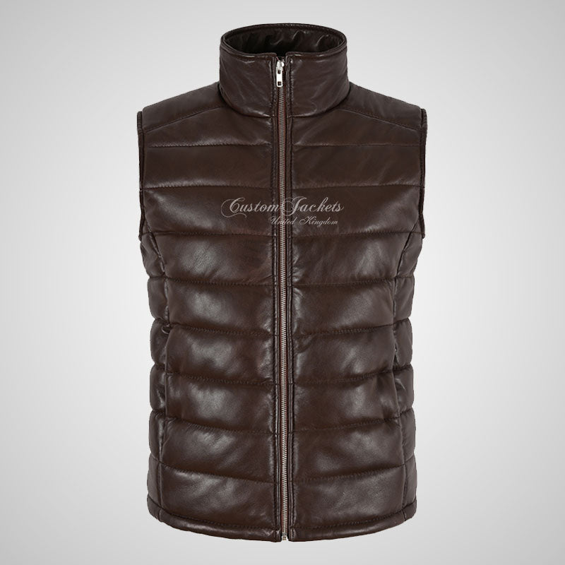 BELGRADE Ladies Puffer Leather Gilet Soft Leather Padded Vest
