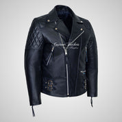 HIGHWAY Mens Leather Biker Jacket Cowhide Leather Jacket