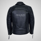 HIGHWAY Mens Leather Biker Jacket Cowhide Leather Jacket