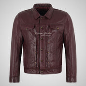 JOEL Men’s Studded Trucker Style Leather Jacket