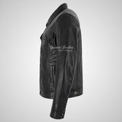 JOEL Men’s Studded Trucker Style Leather Jacket