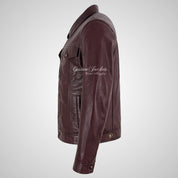 JOEL Men’s Studded Trucker Style Leather Jacket