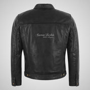 JOEL Men’s Studded Trucker Style Leather Jacket