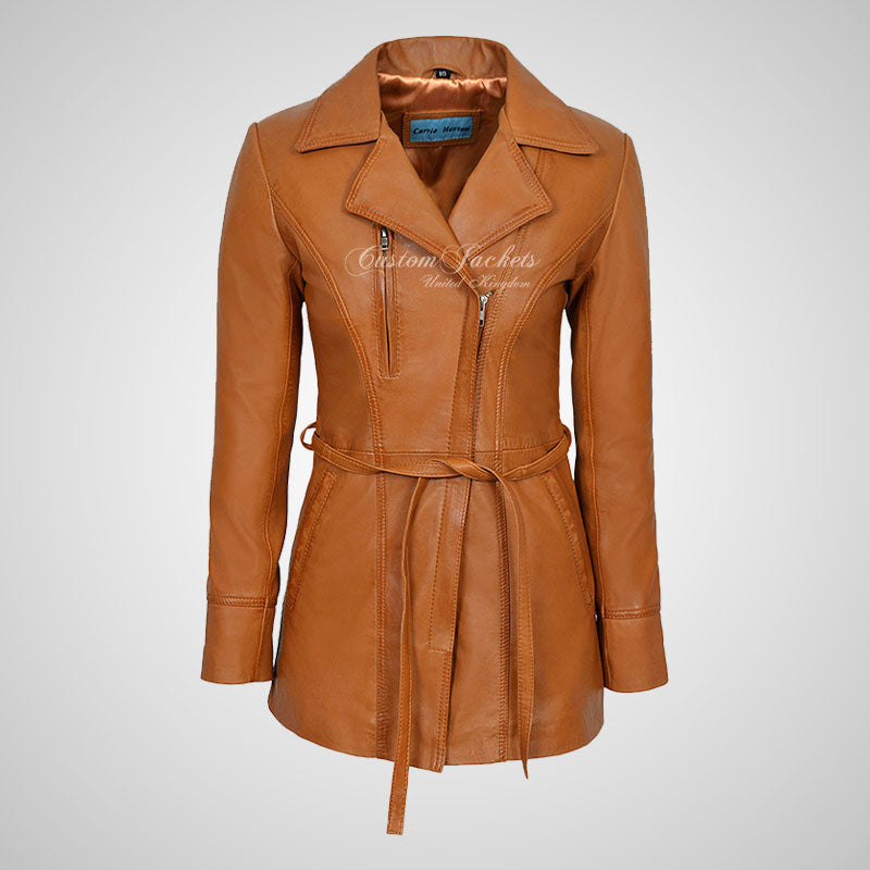 SARINA Ladies Leather Trench Coat Style Leather Jacket