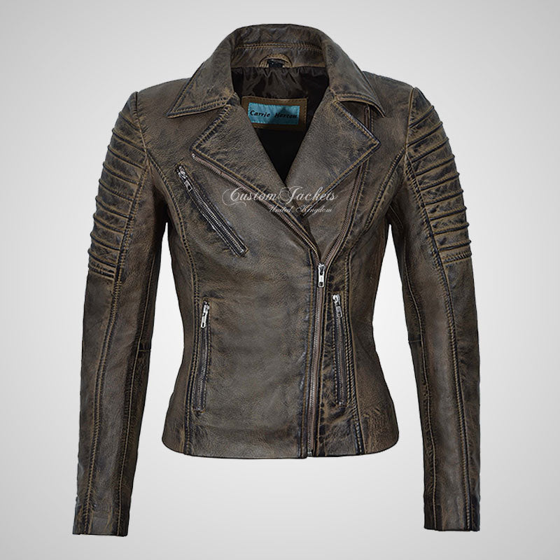 ROSETTA Ladies Biker Leather Jacket Soft Lambskin Napa Leather