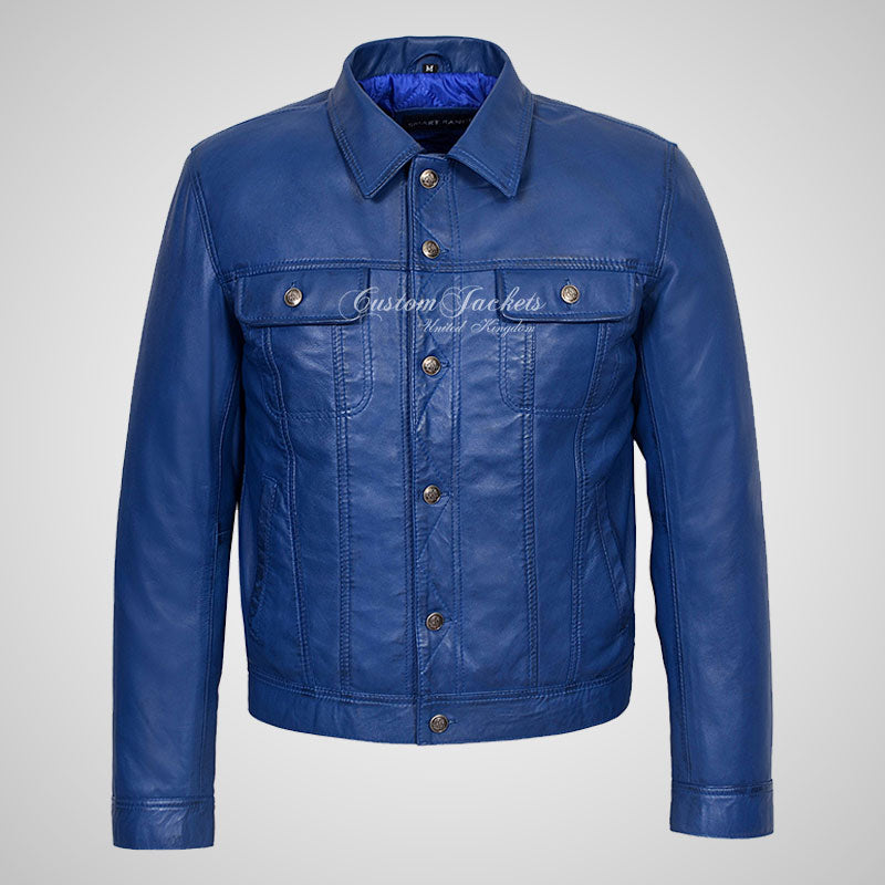 WEST Trucker Leather Jacket Denim Style Shirt Jacket