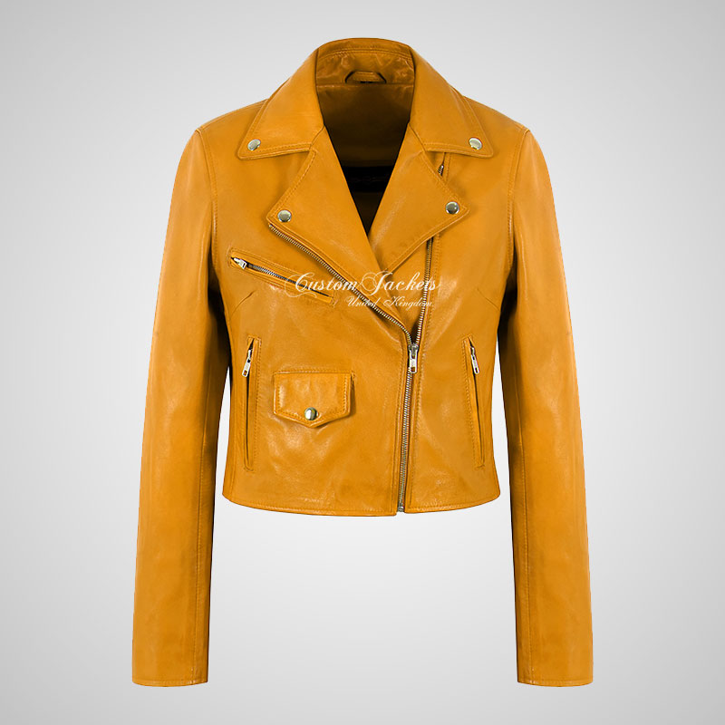 MASY Women's Leather Jacket Fitted Real Leather Jacket