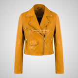 MASY Women's Leather Jacket Fitted Real Leather Jacket