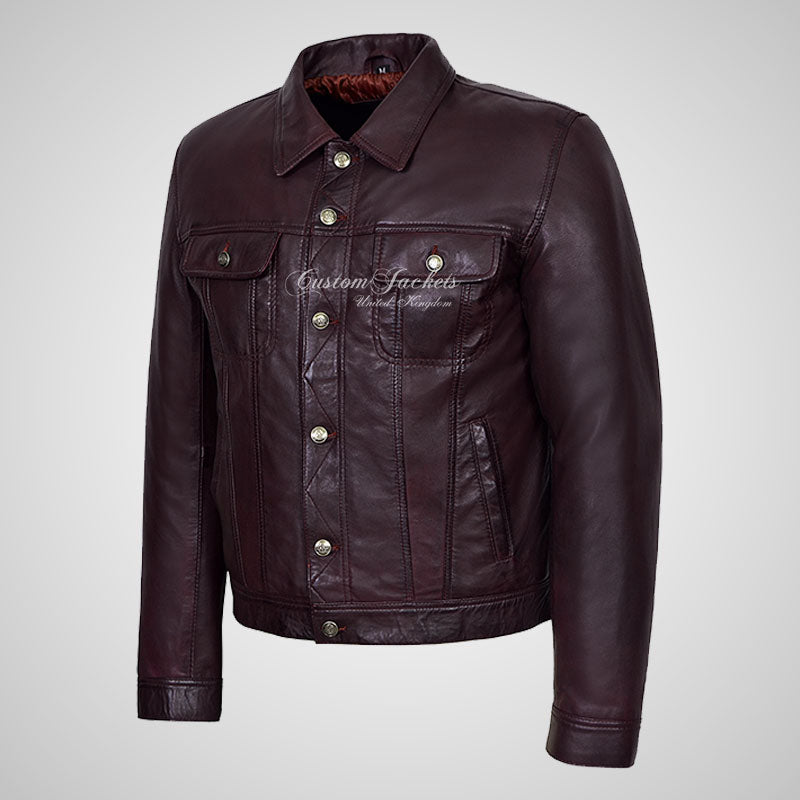 WEST Trucker Leather Jacket Denim Style Shirt Jacket