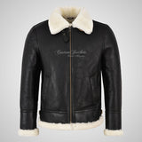 VOSTOK Men's B3 Sheepskin Flying Jacket White Fur Shearling Jacket