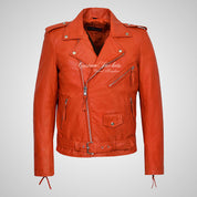 MARLON BRANDO Mens Leather Biker Jacket Classic Jacket