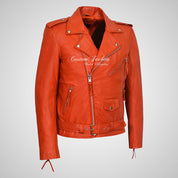 MARLON BRANDO Mens Leather Biker Jacket Classic Jacket