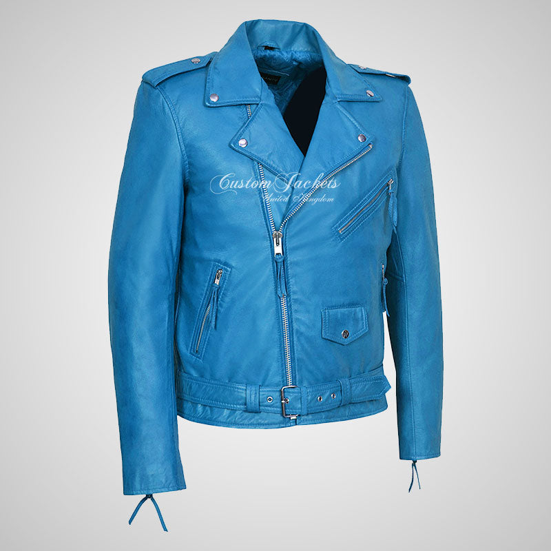 MARLON BRANDO Mens Leather Biker Jacket Classic Jacket