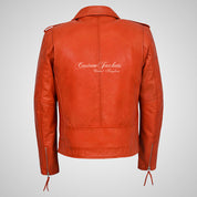 MARLON BRANDO Mens Leather Biker Jacket Classic Jacket