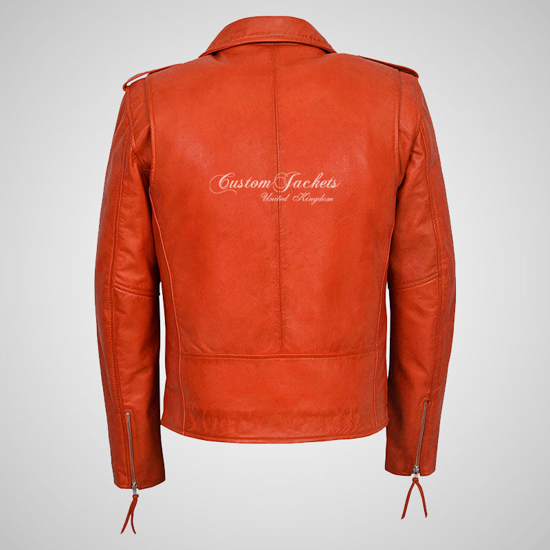 MARLON BRANDO Mens Leather Biker Jacket Classic Jacket