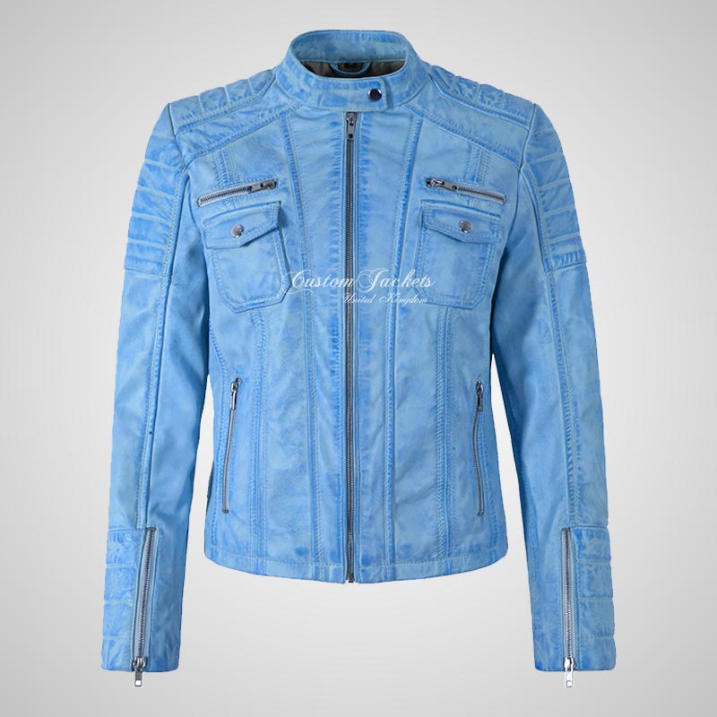 USK Women's Leather Biker Jacket Fitted Fashion Jacket