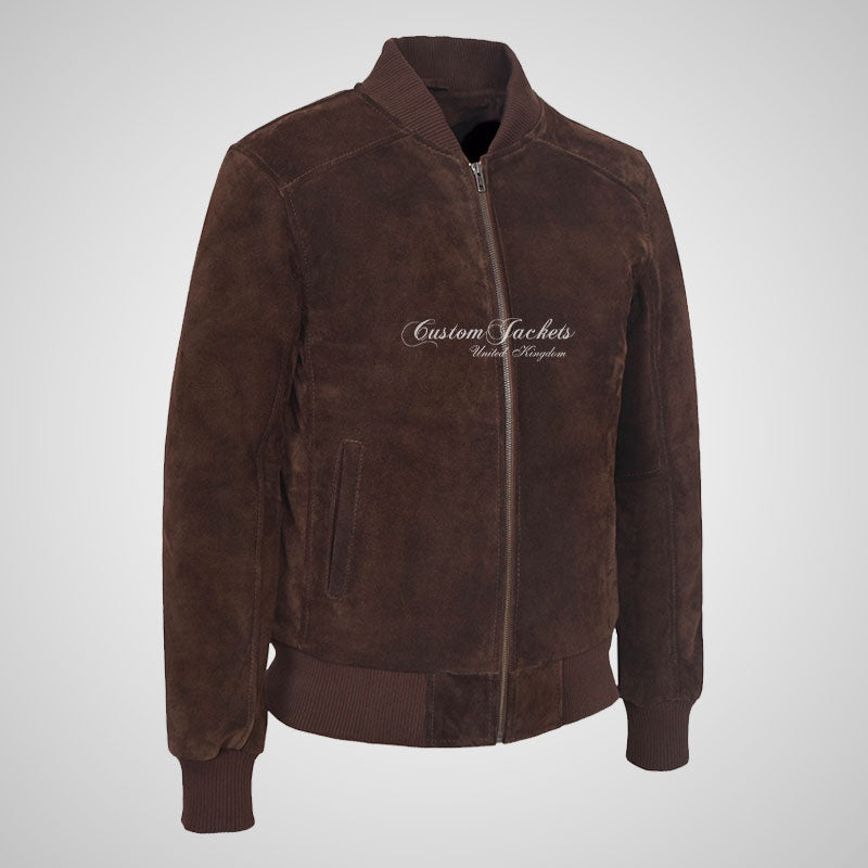 JACK Suede Bomber Jacket Classic Varsity Leather Jacket