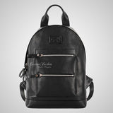 Premium Leather Backpack Black Touring Style Biker School College Bag