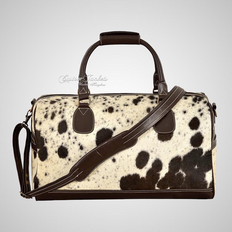 Hair On Hide Cow Leather Travel Bag Weekend Holdall Bag