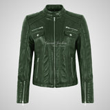 USK Women's Leather Biker Jacket Fitted Fashion Jacket