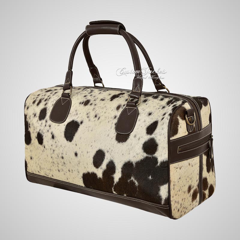 Hair On Hide Cow Leather Travel Bag Weekend Holdall Bag