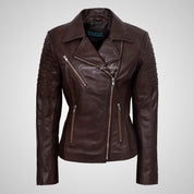 ROSETTA Ladies Biker Leather Jacket Soft Lambskin Napa Leather