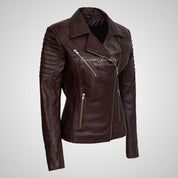 ROSETTA Ladies Biker Leather Jacket Soft Lambskin Napa Leather