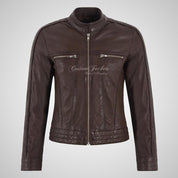 VALERIA Women Slim Fit Leather Biker Jacket