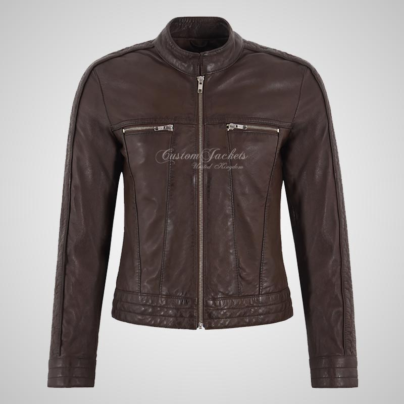 VALERIA Women Slim Fit Leather Biker Jacket