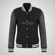 ROX Womens Vintage Varsity Jacket with Leather Sleeves