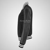 ROX Womens Vintage Varsity Jacket with Leather Sleeves