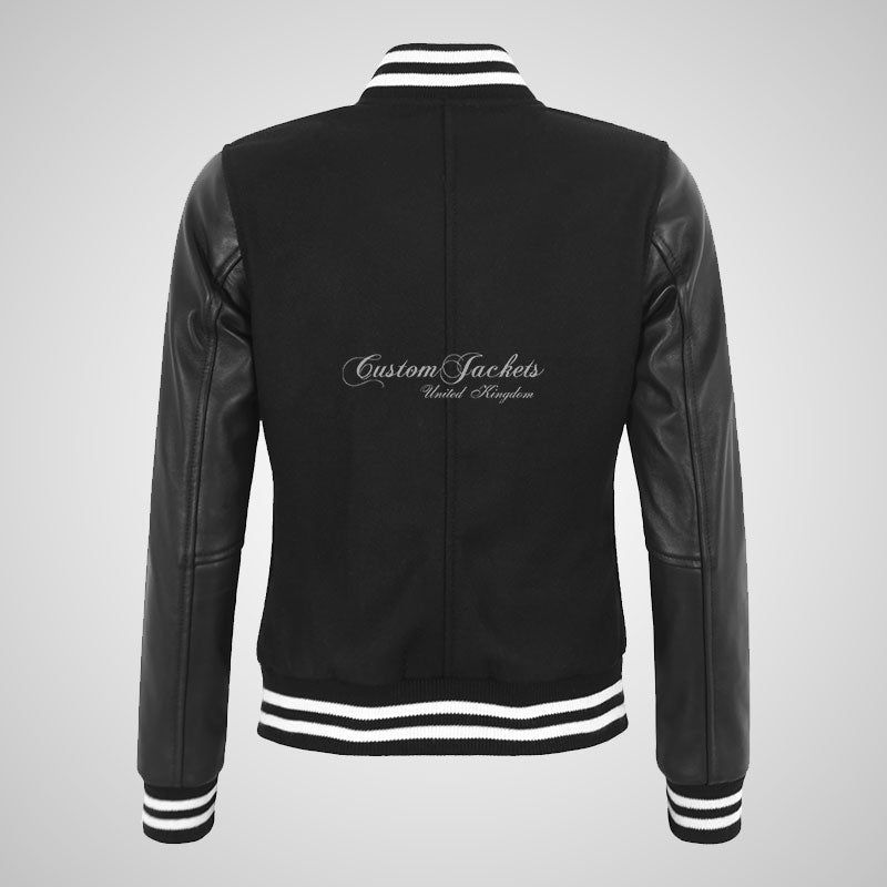 ROX Womens Vintage Varsity Jacket with Leather Sleeves – Custom