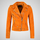 BRANDO Ladies Biker Suede Jacket Leather Biker Jacket