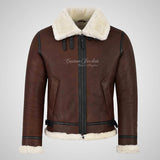 UMEA Men's Sheepskin Flying Jacket B3 Real Fur Shearling Jacket