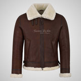UMEA Men's Sheepskin Flying Jacket B3 Real Fur Shearling Jacket