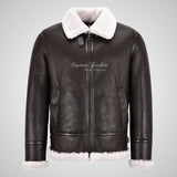 VOSTOK Brown Men's B3 Sheepskin Flying Jacket White Fur Shearling Jacket