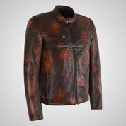 JAX Mens Leather Biker Jacket Waxed Vintage Leather