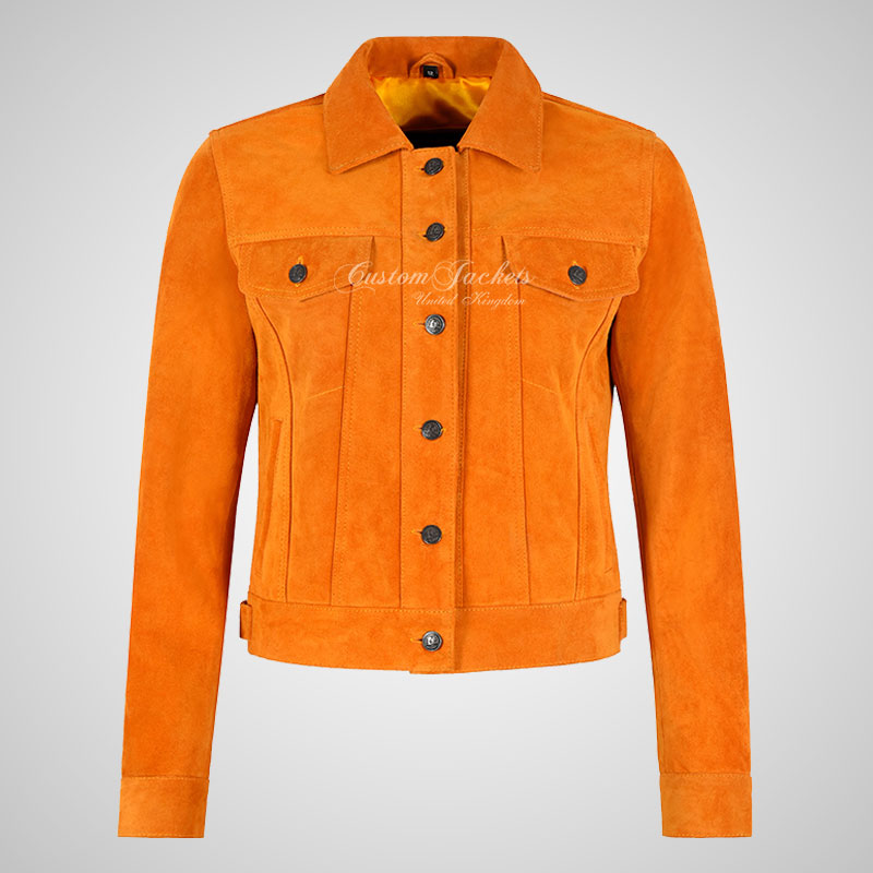 CHLOE Women's TRUCKER Style Soft Suede Jacket Leather Shacket