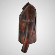 JAX Mens Leather Biker Jacket Waxed Vintage Leather