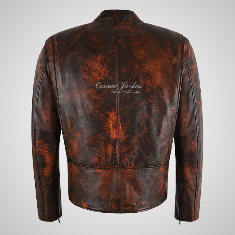 JAX Mens Leather Biker Jacket Waxed Vintage Leather