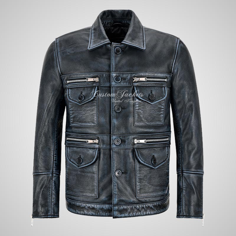 ROBUST Men's Biker Leather Jacket Thick Vintage Leather Jacket