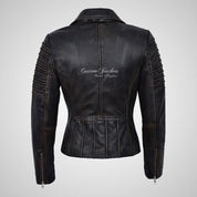 ROSETTA Ladies Vintage Black Leather Biker Jacket Soft Leather